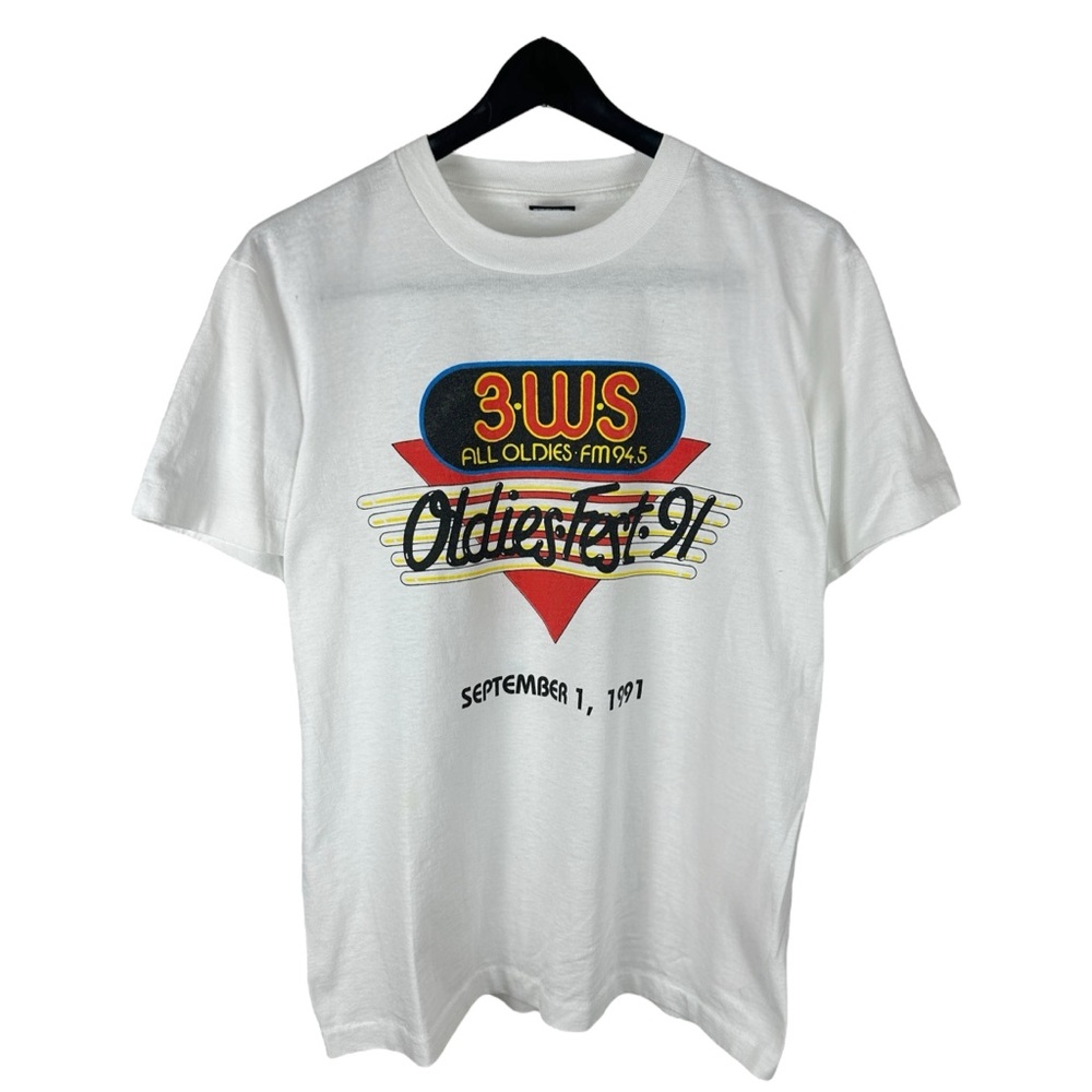 Vintage 90s 3.W.S All Oldies 94.5 FM Radio Station Promo Shirt Size L